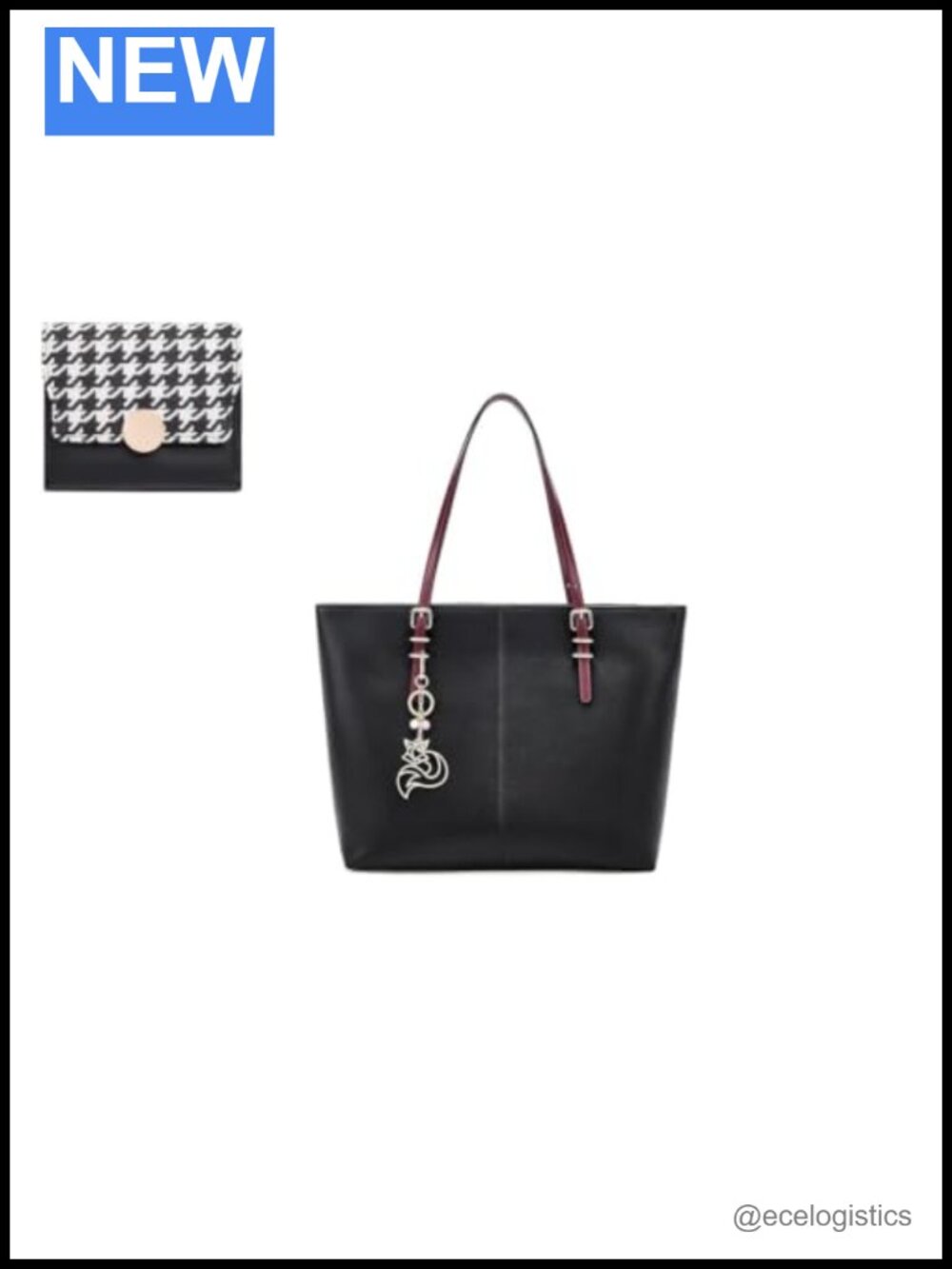 Genuine Leather Tote Bag with Matching Wallet, Large Work & Travel Handbag